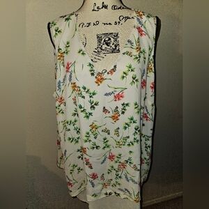 Rose And Olive Womans Floral Print Sleeveless Blouse Size 2xl